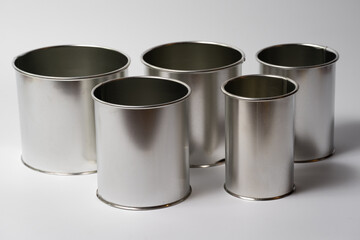 metal round forms for baking Easter for Easter in Ukraine, isolated on a white background.