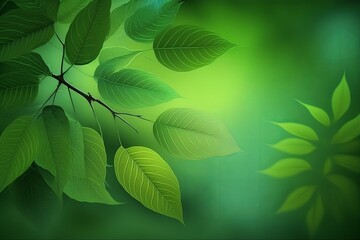 Green leaves against green nature background (Generative AI)