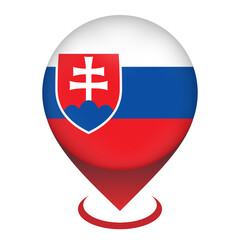 Map pointer with contry Slovakia. Slovakia flag. Vector illustration.