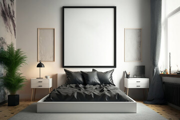 interior of a bedroom interior of a room wall art mockup