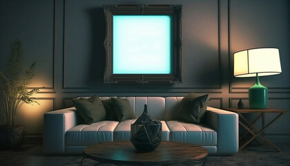 living room interior sofa interior of a room wall art mockup