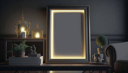 frame mockup luxury interior of a room wall art mockup