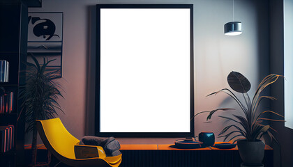 frame with a frame interior of a room wall art mockup