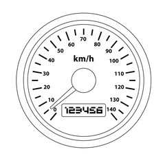 Speedometer Outline Icon Illustration on Isolated White Background