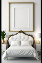 interior of a premium bedroom interior of a room wall art mockup