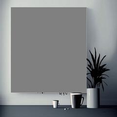 empty room with frames interior of a room wall art mockup