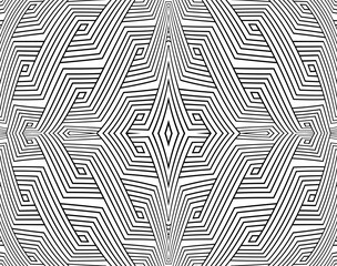  Abstract background with optical illusion wave. Black and white horizontal lines with wavy distortion effect for prints, web pages, template, posters, monochrome backgrounds and pattern