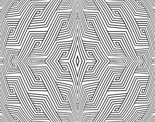  Abstract background with optical illusion wave. Black and white horizontal lines with wavy distortion effect for prints, web pages, template, posters, monochrome backgrounds and pattern