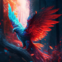 blue and red phoenix