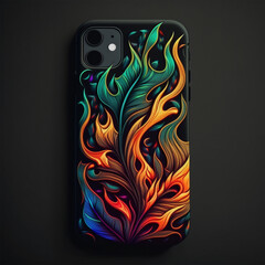 abstract background, phone mockup, fire