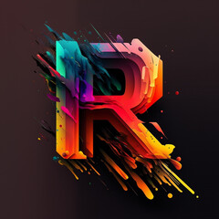 abstract background with lines, the letter R