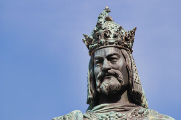 Statue of king Charles IV. close to Charles bridge, Prague. Czech Republic.