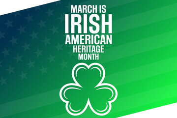 March is Irish-American Heritage Month. Vector illustration. Holiday poster.