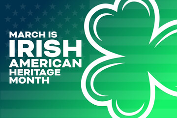 March is Irish-American Heritage Month. Vector illustration. Holiday poster.