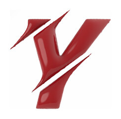 Letter Y uppercase rough edge sliced font isolated - 3d rendering