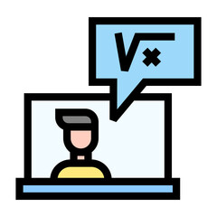 Icon fill color, E-Learning, online learning. editable file.