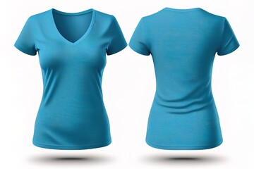 Blank V-neck tshirt for women template, blue color shirt