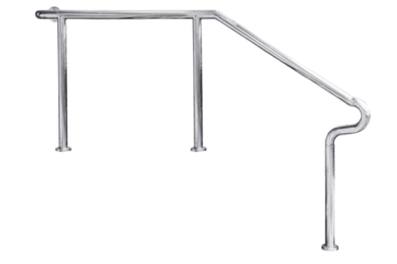 Stainless steel staircase railing.