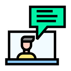 Icon fill color, E-Learning, online learning. editable file.