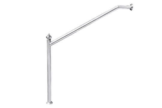 Stainless steel staircase railing.