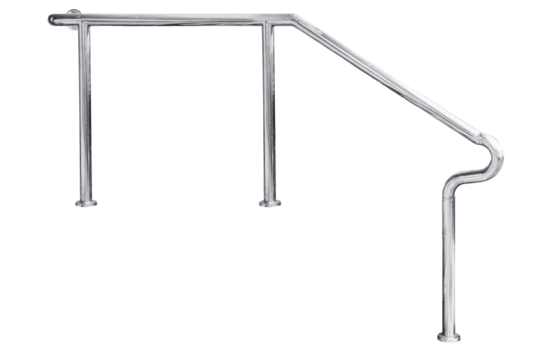 Stainless steel staircase railing.