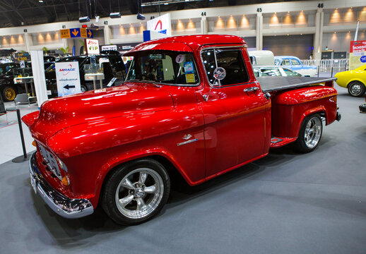 Bangkok, Thailand - December 7, 2022: Vintage truck Chevrolet 3100 exhibit at Motor Expo 2022