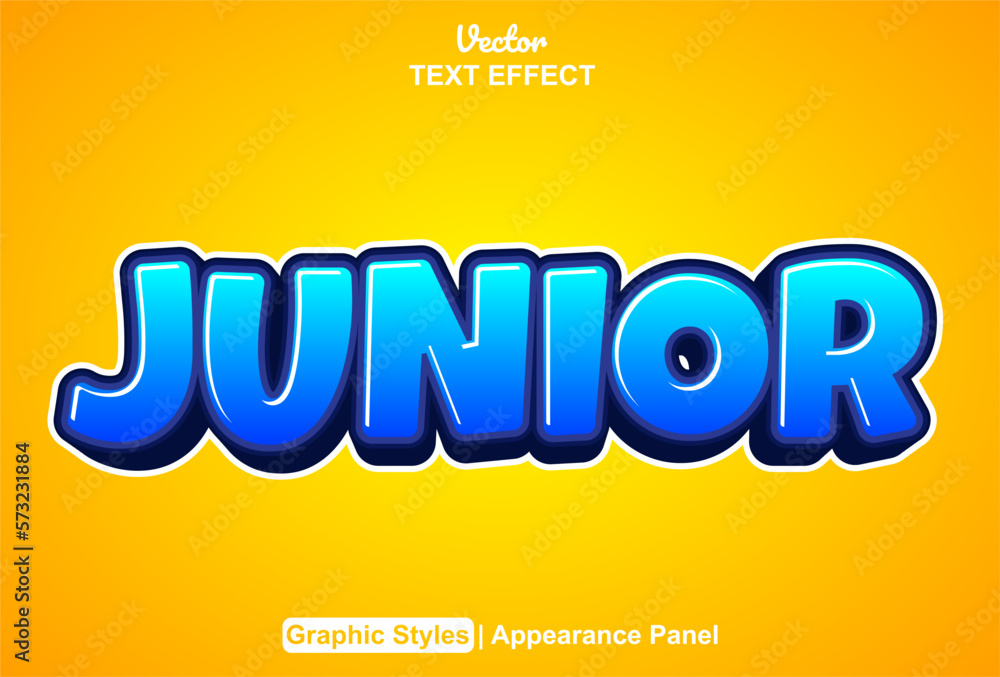 Poster junior text effect with graphic style and editable.
