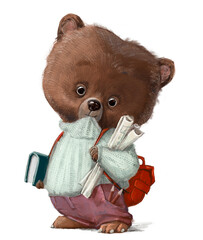 cute little bear character with book and papers - 573231861