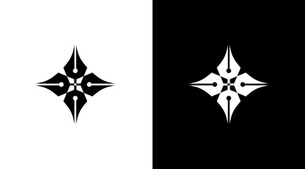 write Pen and cross logo vector illustration icon style Design template