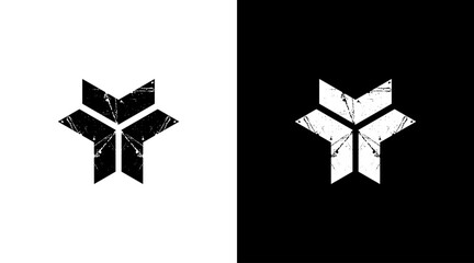 Grunge arrow badge logo military army vector black and white icon style Design template