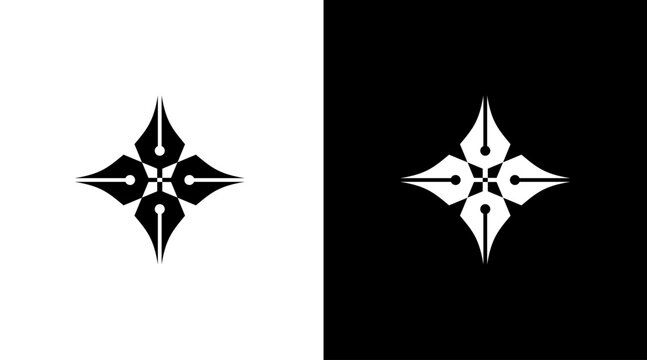 write Pen and cross logo vector illustration icon style Design template