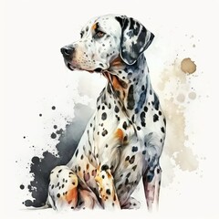 dog portrait dalmatian watercolor paint Generative AI