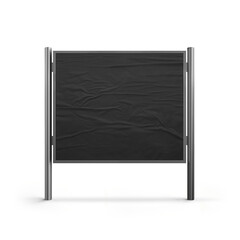 Black wrinkle poster steel stand mockup transparent