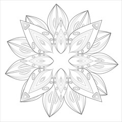 Printable Decorative Doodle flowers in black and white for coloring book, cover or background. Hand drawn sketch for adult anti stress coloring page vector.