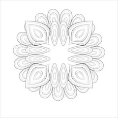 Printable Decorative Doodle flowers in black and white for coloring book, cover or background. Hand drawn sketch for adult anti stress coloring page vector.