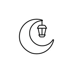 moon and lamp icon. outline icon