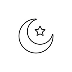 moon and star icon. outline icon