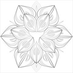 Printable Decorative Doodle flowers in black and white for coloring book, cover or background. Hand drawn sketch for adult anti stress coloring page vector.
