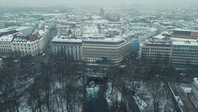 Aerial View of Eisbach and Munich