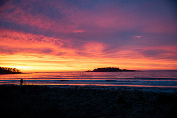 Dramatic Colorful Contrast Sunrise on Beach
