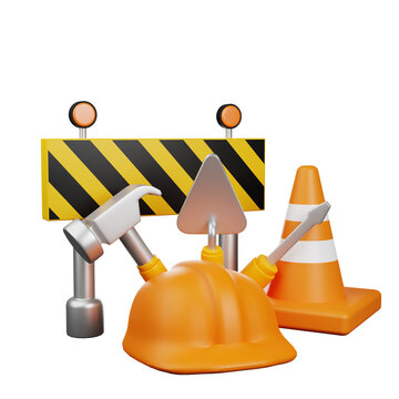 3d illustration of icon maintenance and under construction