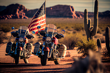 American motorcycles on the road.