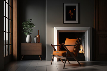 Modern burnt chesnut shade armchair, ai generative.
