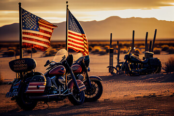 American motorcycles on the road.