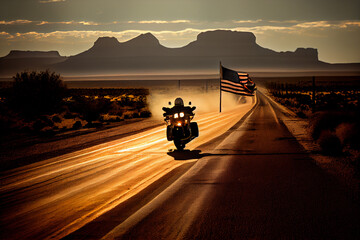 American motorcycles on the road.