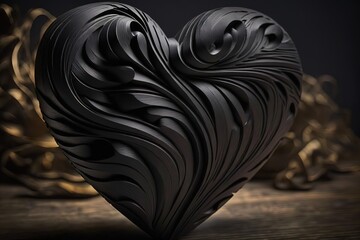 Obraz premium Black wooden heart