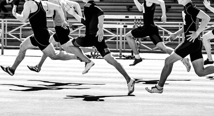 group runners athlete run sprint race black and white image