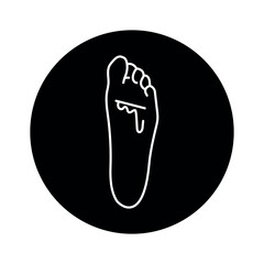 Cut on the feet color line icon. Injuries concept.