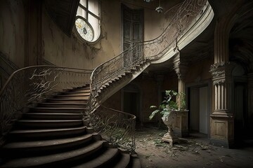 Staircase in an Abandoned Building