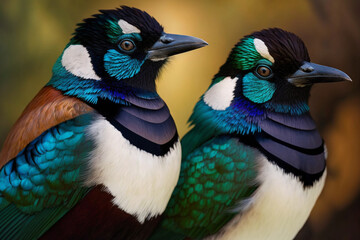 The love of two colorful magpies